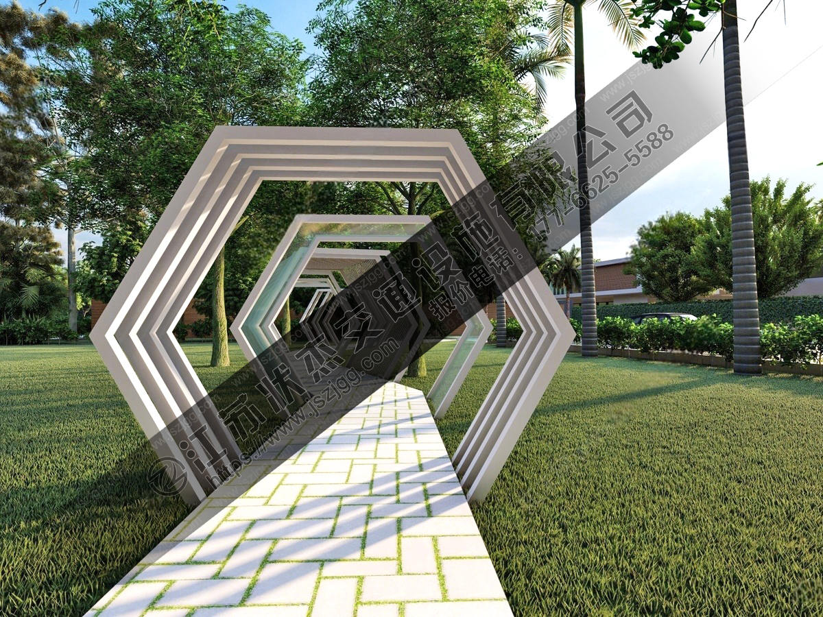 公園六邊形廊架長(cháng)廊