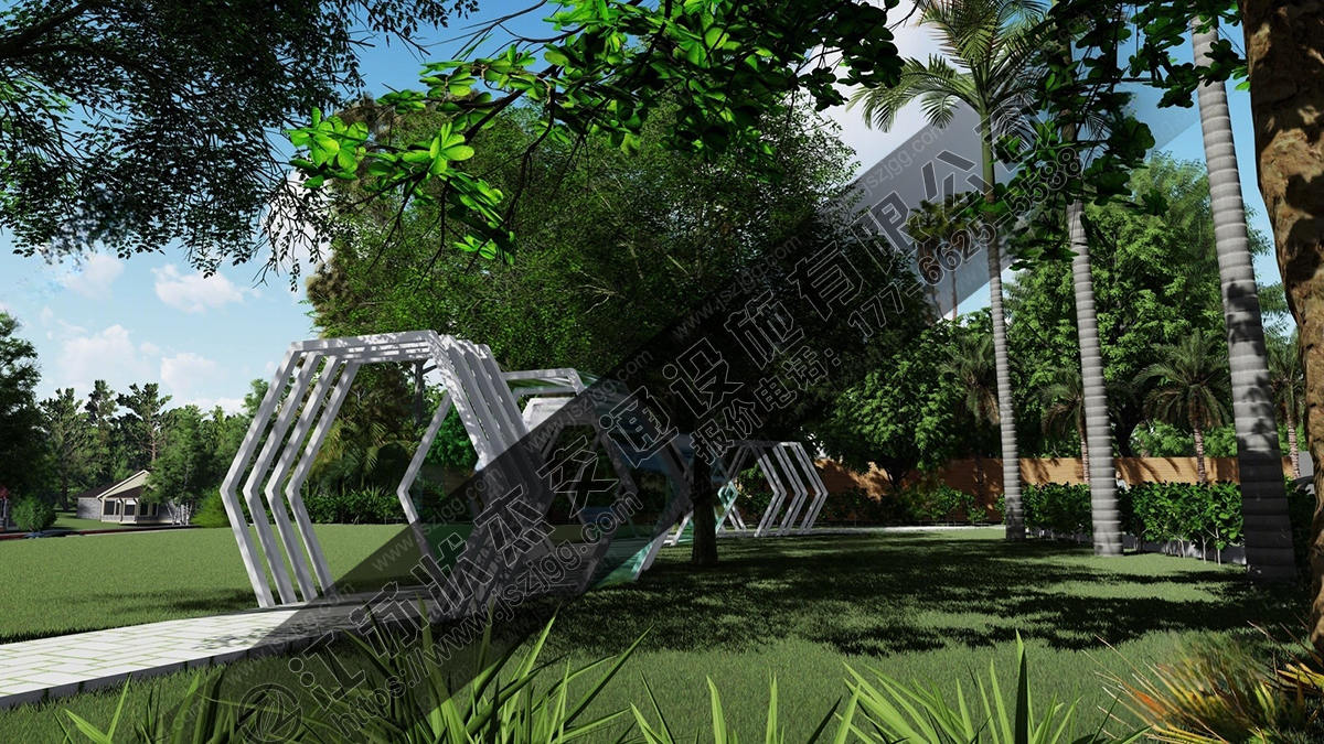 公園六邊形廊架長(cháng)廊