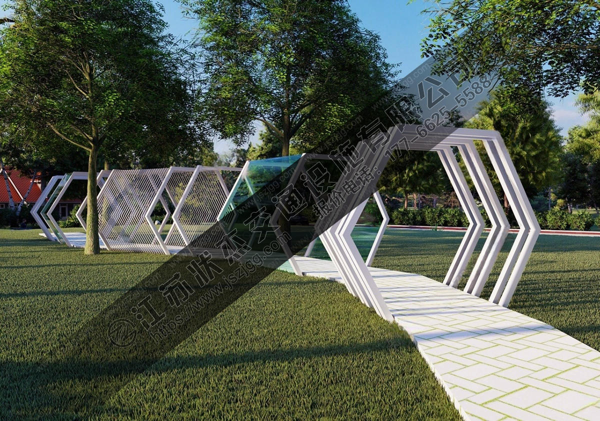 公園六邊形廊架長(cháng)廊