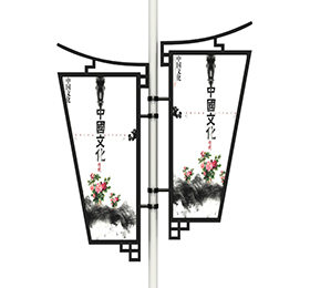中式仿古路燈桿廣告牌效果圖