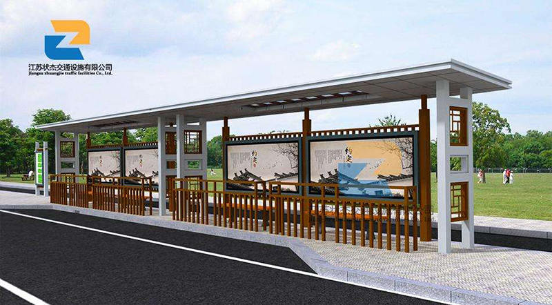 中式古典公交車(chē)站臺效果圖